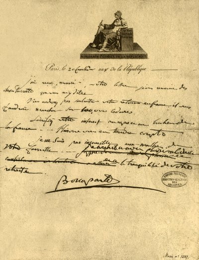 Brev fra førstekonsul Napoleon Bonaparte til greven av Provence, 6. september 1800, 1921. av Napoleon Bonaparte I