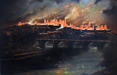 Burst i byen Carcassonne av Narcisse Salières