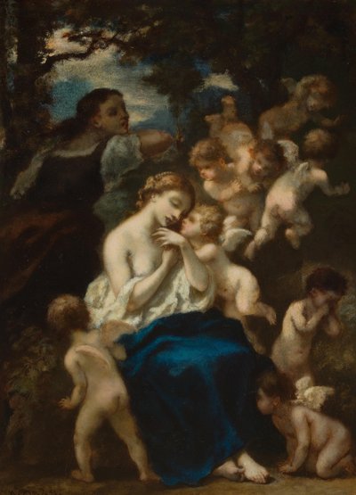 En nymfe med amoriner av Narcisse Virgile Diaz de la Peña