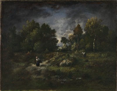 Skoglandskap med ved sankere av Narcisse Virgile Diaz de la Peña