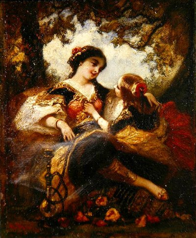 Tyrkisk mor og barn, ca. 1844-60 (olje på komposisjonstavle) av Narcisse Virgile Diaz de la Peña