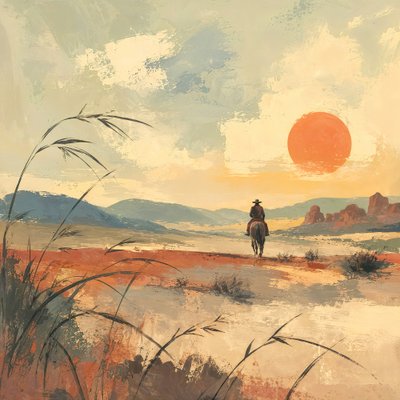 Desert Rider ved solnedgang av Natalie Bruns