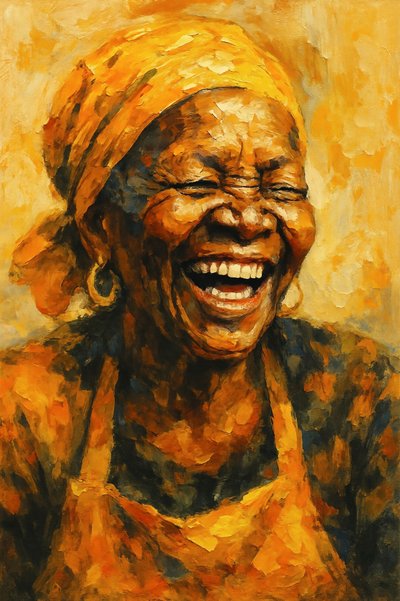Portrett av «Golden Laughter» av Natalie Bruns