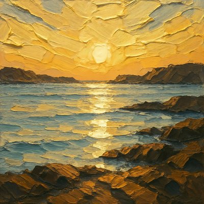 Solnedgang over det gyldne havet av Natalie Bruns