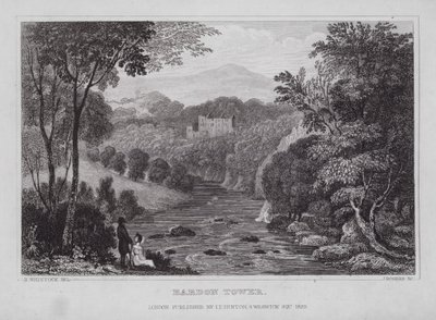 Bardon Tower (gravering) av Nathaniel (after) Whittock