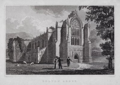 Bolton Abbey (gravering) av Nathaniel (after) Whittock
