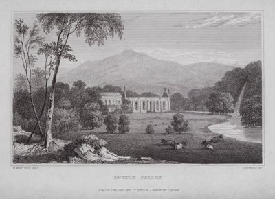 Bolton Priory (gravering) av Nathaniel (after) Whittock