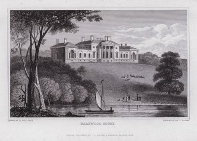 Harewood House (gravering) av Nathaniel (after) Whittock