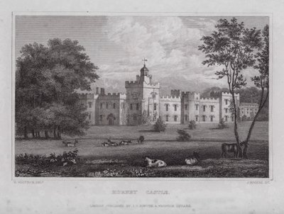 Hornby Castle (gravering) av Nathaniel (after) Whittock