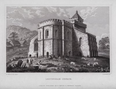 Lestingham Church (gravering) av Nathaniel (after) Whittock