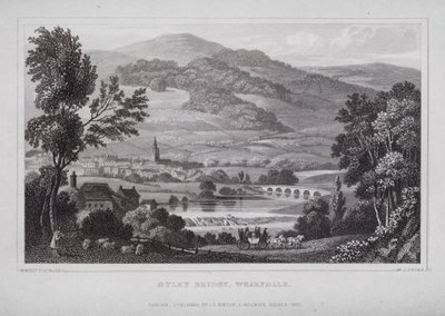 Otley Bridge, Wharfdale (gravering) av Nathaniel (after) Whittock