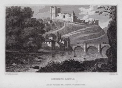 Richmond Castle (gravering) av Nathaniel (after) Whittock