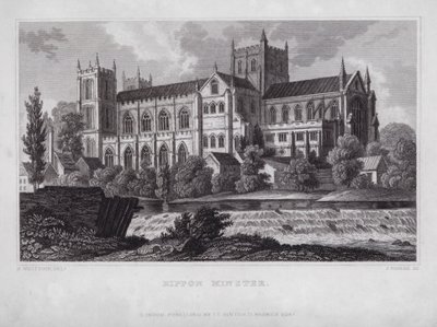 Rippon Minster (gravering) av Nathaniel (after) Whittock