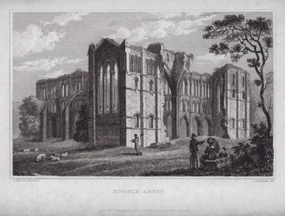 Rievaulx Abbey (gravering) av Nathaniel (after) Whittock