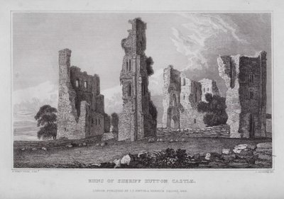 Ruinene av sheriff Hutton Castle (gravering) av Nathaniel (after) Whittock