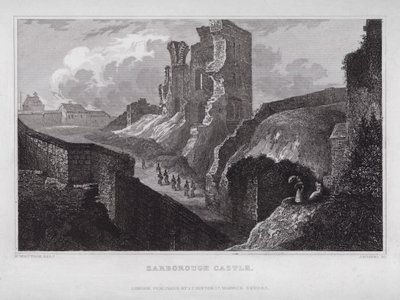 Scarborough Castle (gravering) av Nathaniel (after) Whittock