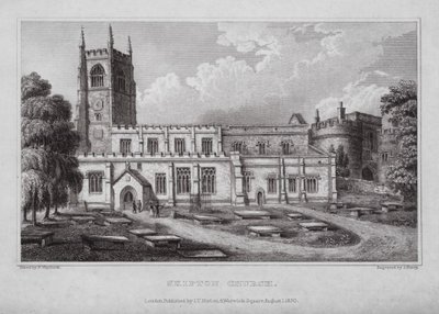Skipton Church (gravering) av Nathaniel (after) Whittock