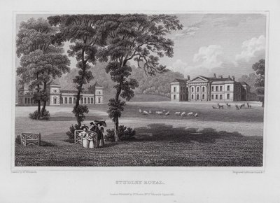 Studley Royal (gravering) av Nathaniel (after) Whittock