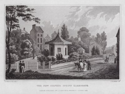 The New Sulphur Spring, Harrogate (gravering) av Nathaniel (after) Whittock
