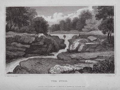 The Strid (gravering) av Nathaniel (after) Whittock