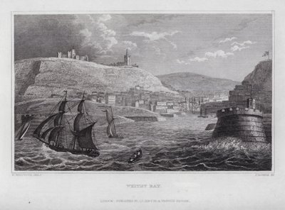 Whitby Bay (gravering) av Nathaniel (after) Whittock