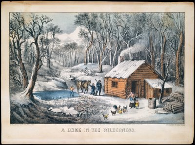 A Home in the Wilderness, 1870., 1870. Skapere: Nathaniel Currier, James Merritt Ives, Currier og Ives. av Currier and Ives