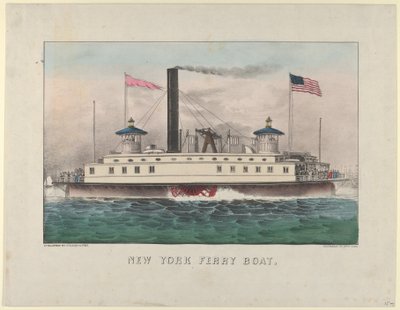 New York fergebåt, ca. 1860-65., ca. 1860-65. Skapere: Nathaniel Currier, James Merritt Ives, Currier og Ives. av Currier and Ives
