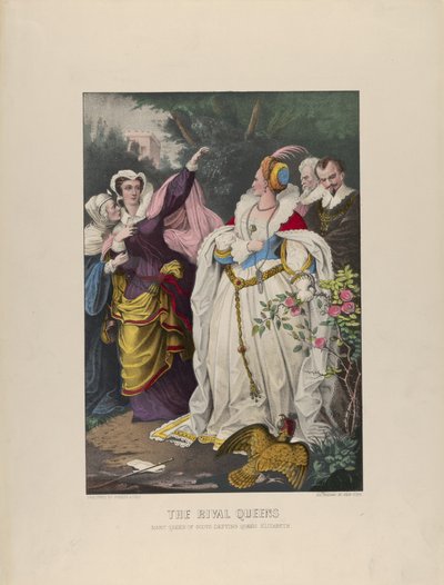 The Rival Queens - Mary Queen of Scots Defying Queen Elizabeth, 1857-72., 1857-72. Skapere: Nathaniel Currier, James Merritt Ives, Currier og Ives. av Currier and Ives