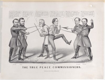 The True Peace Commissioners, 1865., 1865. Skapere: Nathaniel Currier, James Merritt Ives, Currier og Ives. av Currier and Ives