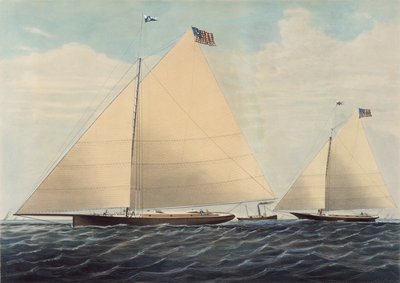 Cutter Yacht Scud of Philadelphia - modellert av Robert L. Stevens, Esq., 1855. av Nathaniel Currier