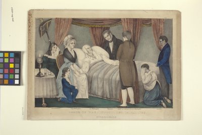 Death Of Washington (håndfarget litografi) av Nathaniel Currier