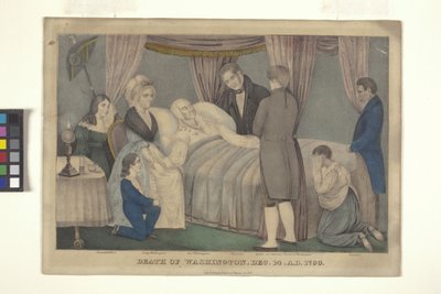 Death Of Washington (håndfarget litografi) av Nathaniel Currier