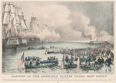 Landing av de amerikanske styrkene under genl. Scott: Hos Vera Cruz 9. mars 1847 av Nathaniel Currier
