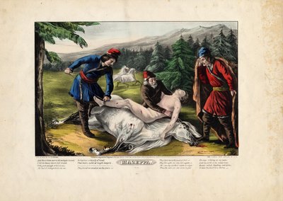 Mazeppa, 1846 (plate fire av fire, se også 331978, 331979 og 331980) av Nathaniel Currier