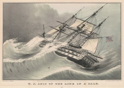US Ship of the Line i kuling av Nathaniel Currier
