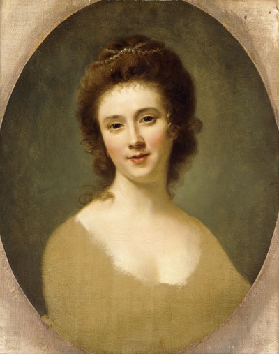 Portrett av Miss Sunning, hode og skuldre, av Nathaniel Hone
