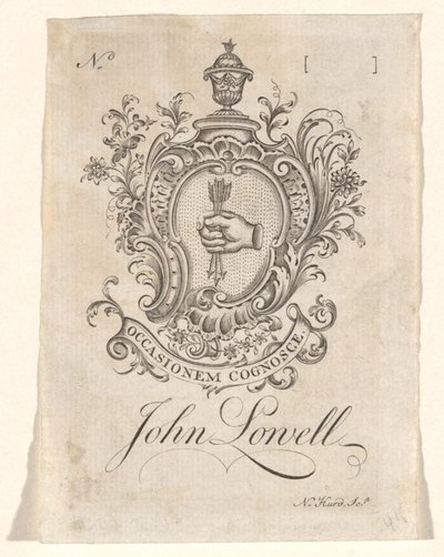 Bokplate av John Lowell av Nathaniel Hurd