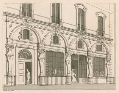 Butikkfront for Fortnum og Mason, nr. 182 Piccadilly, London av Nathaniel Whittock