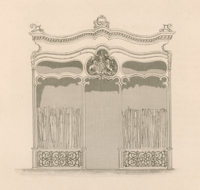 Butikkfront i fransk Louis XIV-stil for Mrs Sangster, Paraply and Stick Merchants, Regent Street, London av Nathaniel Whittock