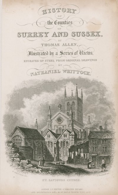 St Saviour's Church, Southwark, Surrey av Nathaniel Whittock