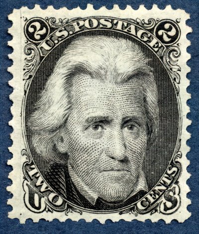 2c Andrew Jackson gjenutgi singel, 1875. av National Bank Note Company