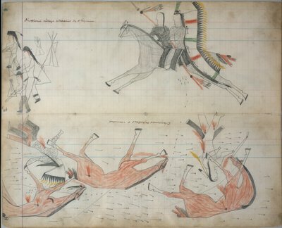 Cheyennes frastøtt og såret, ca. 1877-79 (boktegning) av Native American