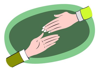 Hjelpende hender - illustrasjon av forretningsallegori av Neale Osborne