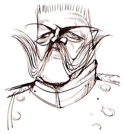 Paul von Hindenburg -polskfødt, tysk general og president (1847-1934); karikatur av Neale Osborne