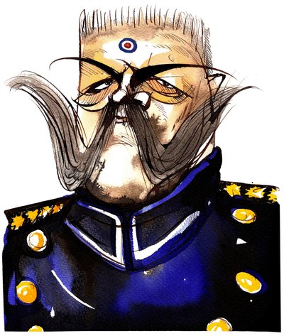 Paul von Hindenburg -polskfødt, tysk general og president (1847-1934); fargekarikatur av Neale Osborne