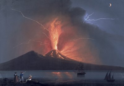 Napoli: Vesuv erupting, 22. oktober 1822 (gouache) av Neapolitan School