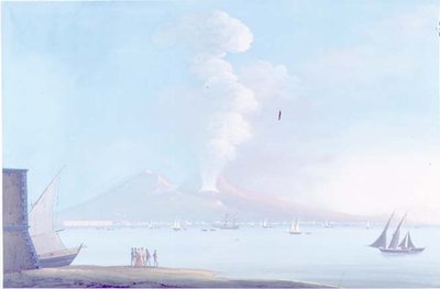 Vesuvs utbrudd (gouache) av Neapolitan School