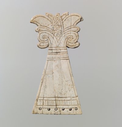 Innskåret hestefrontlet skåret ut i form av et blomstrende, voluttpalmettre, 9.-8. århundre f.Kr. (elfenben) av Neo Assyrian
