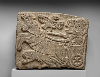 Ortostat-relieff: løvejaktscene, ca. 900-tallet f.Kr. (malt basalt) av Neo Hittite Neo Hittite