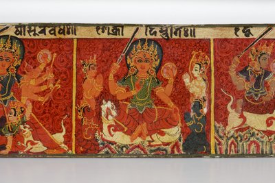 Detalj fra et Devimahatmya-manuskriptomslag (ugjennomsiktig wc på tre) av Nepalese School